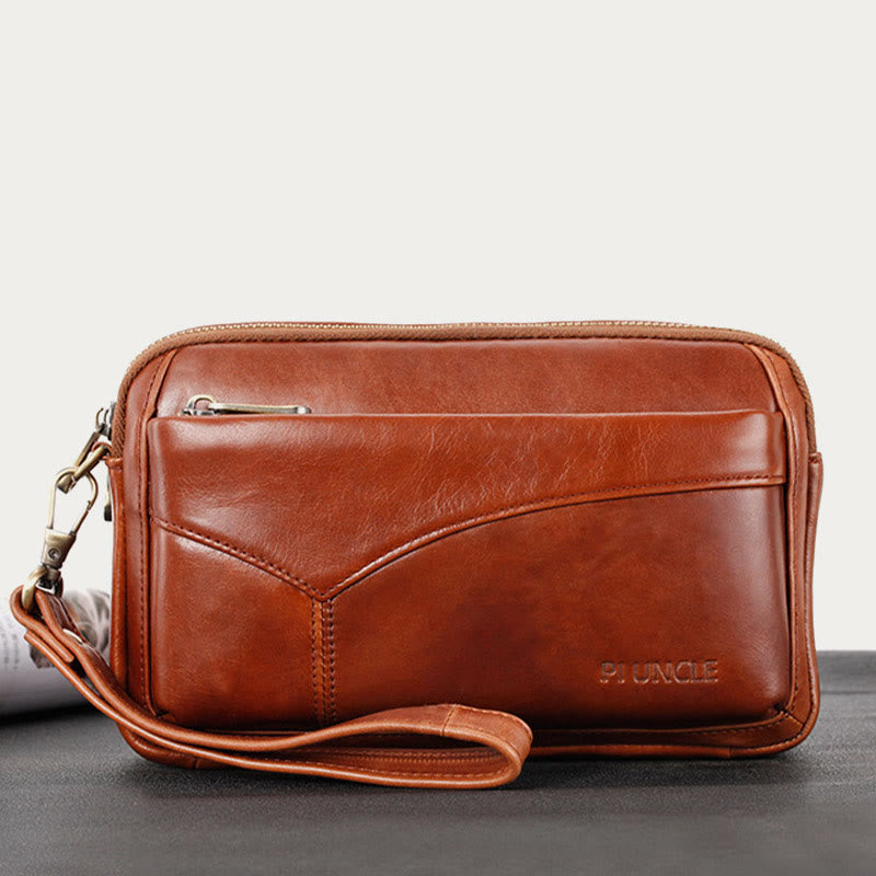 Echtes Leder Clutch Portemonnaie Geräumige Organisierte Handgelenk Geldbörse Fit 7,9" Handy