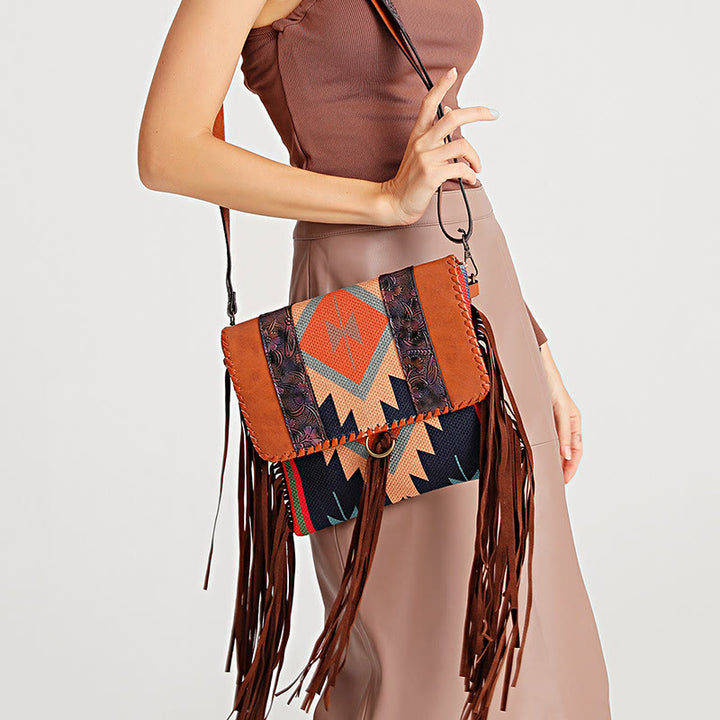 Umhängetasche für Damen, Vintage, Quaste, große Kapazität, Einkaufstasche