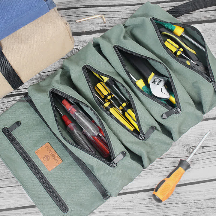 Werkzeug-Rolltasche-Organizer, robuste Werkzeug-Handtasche mit 5 Werkzeugtaschen