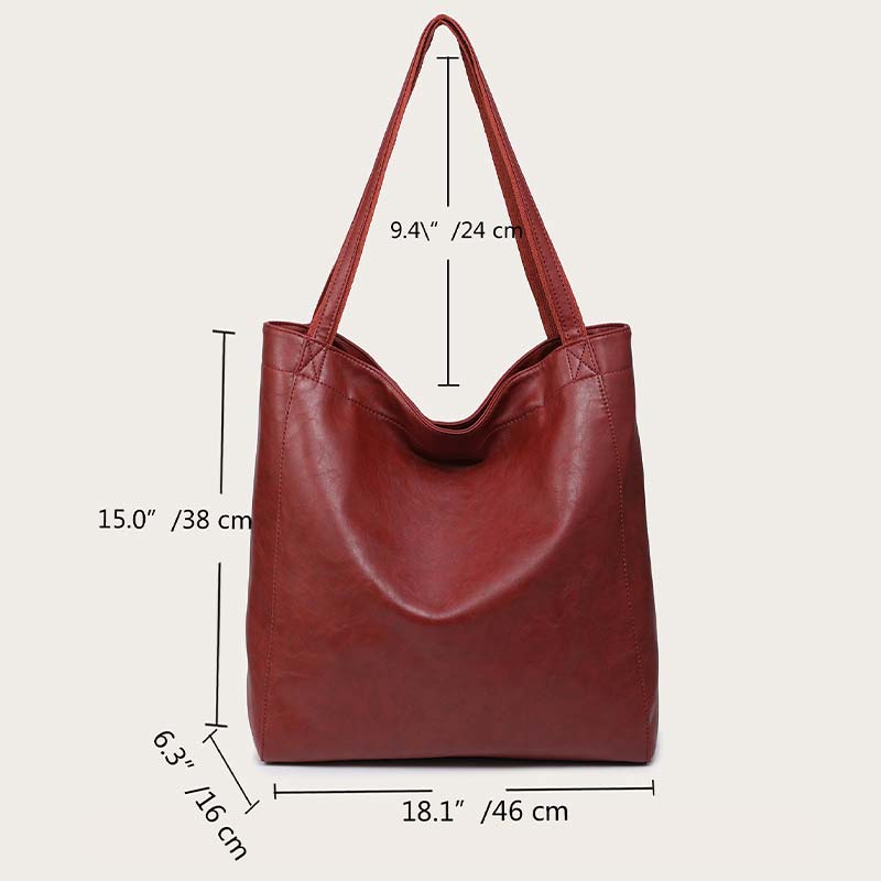Extra große Tragetasche aus weichem PU-Leder für Damen