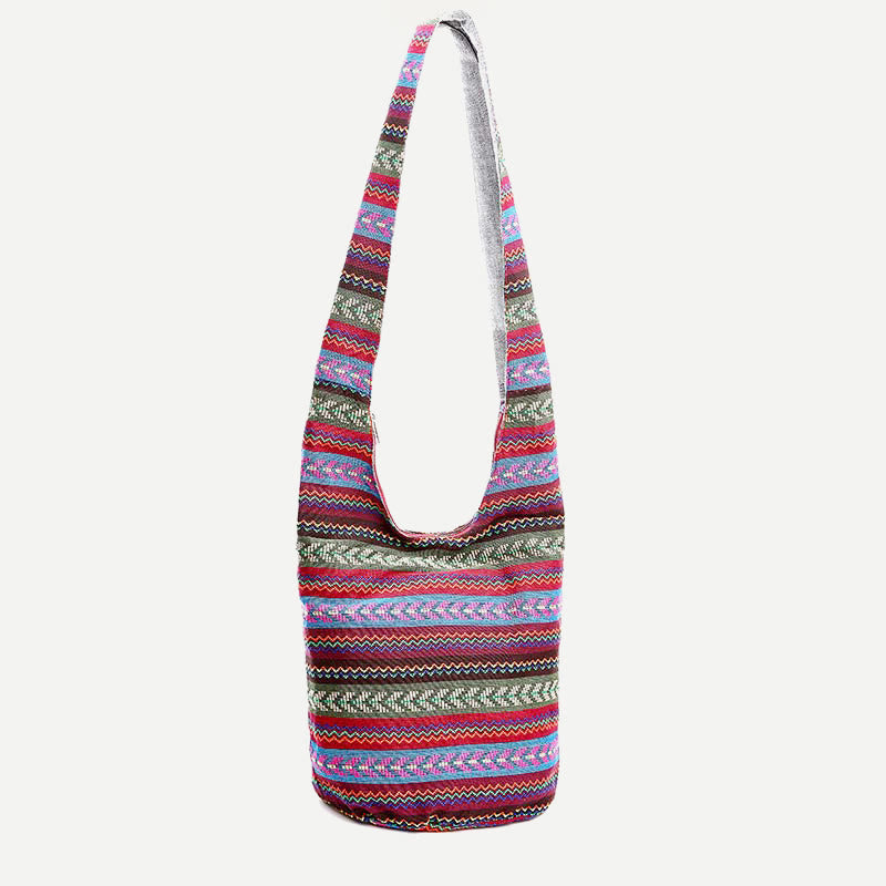Umhängetasche für Damen, bedruckt, Blumenmuster, Leinen, volkstümlich
