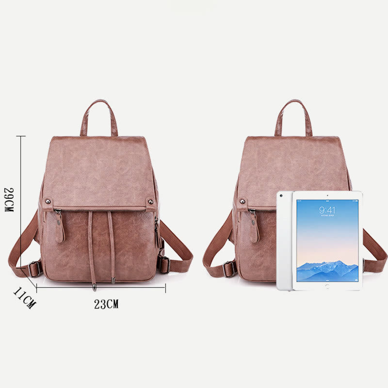 Rucksack für Damen, großes Fassungsvermögen, wasserdicht, Tagesrucksack aus PU-Leder