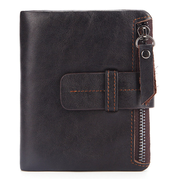 Vintage Echtes Leder Kurze Brieftasche herren Geldbörse Front Tasche Brieftasche