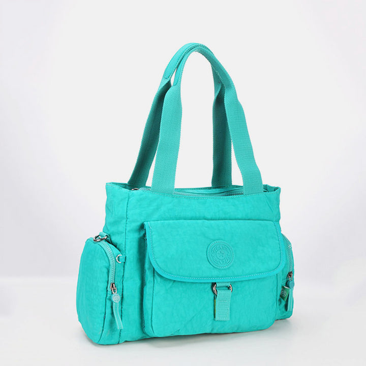 Damen Umhängetasche, leichte Schultertasche aus Nylon mit mehreren Taschen und Reißverschluss