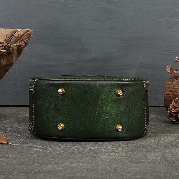 Retro Hase Prägung Handtasche Folk Custom Crossbody Leder Geldbörse