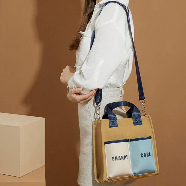 Funktionelle Handtasche, Tote Mommy Bag, Schultertasche mit mehreren Taschen und Umhängegurt