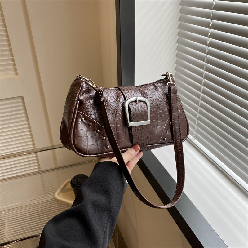 Umhängetasche aus Leder mit Krokodilmuster für Dating im Retro-Stil