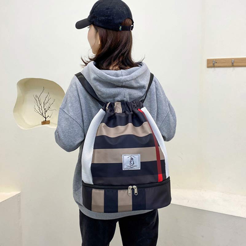 Wasserdichter Kordelzug-Rucksack, Sportsack, Mini-Reise-Tagesrucksack mit Schuhfach
