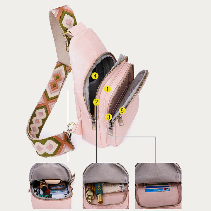 Schultertasche für Damen, breite Riemen, Retro-Umhängetasche aus Leder