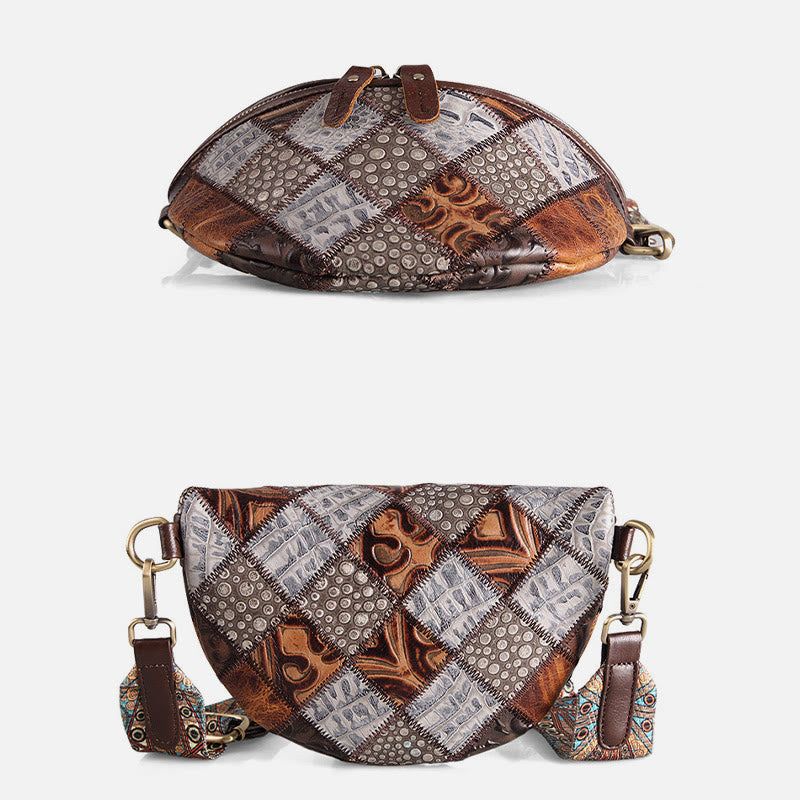 Damen Umhängetasche, breiter verstellbarer Riemen, Leder, Gürteltasche