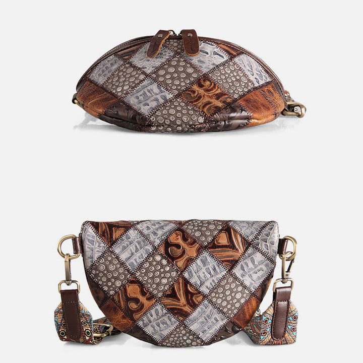 Damen Umhängetasche, breiter verstellbarer Riemen, Leder, Gürteltasche