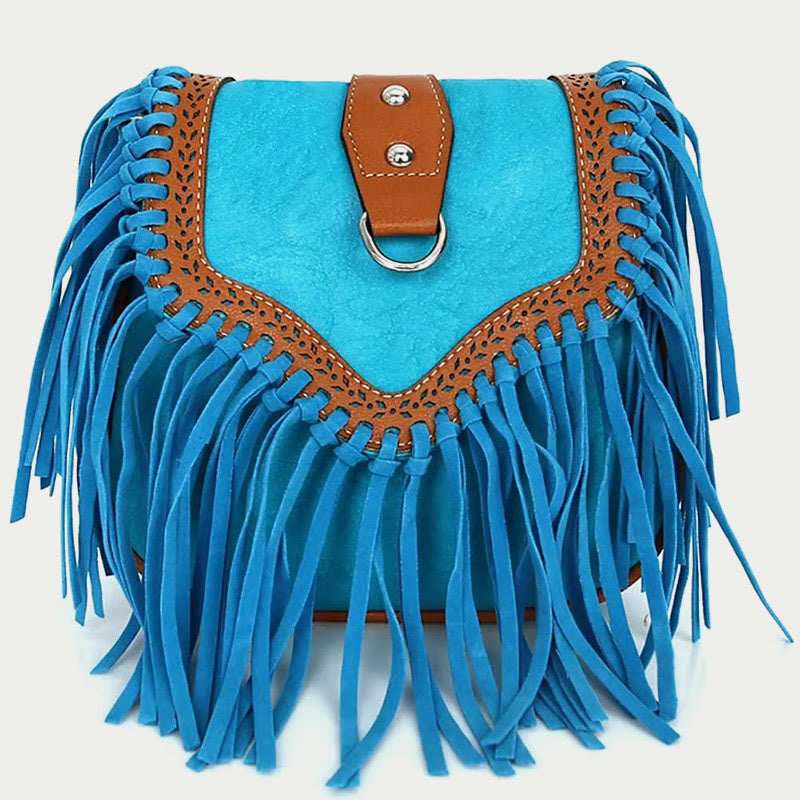 Bohemia Umhängetasche für Damen, Vintage, Quaste, Umhängetasche