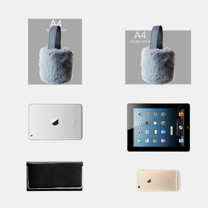 Handtasche mit Kordelzug für Damen, minimalistische Beuteltasche aus Kunstpelz