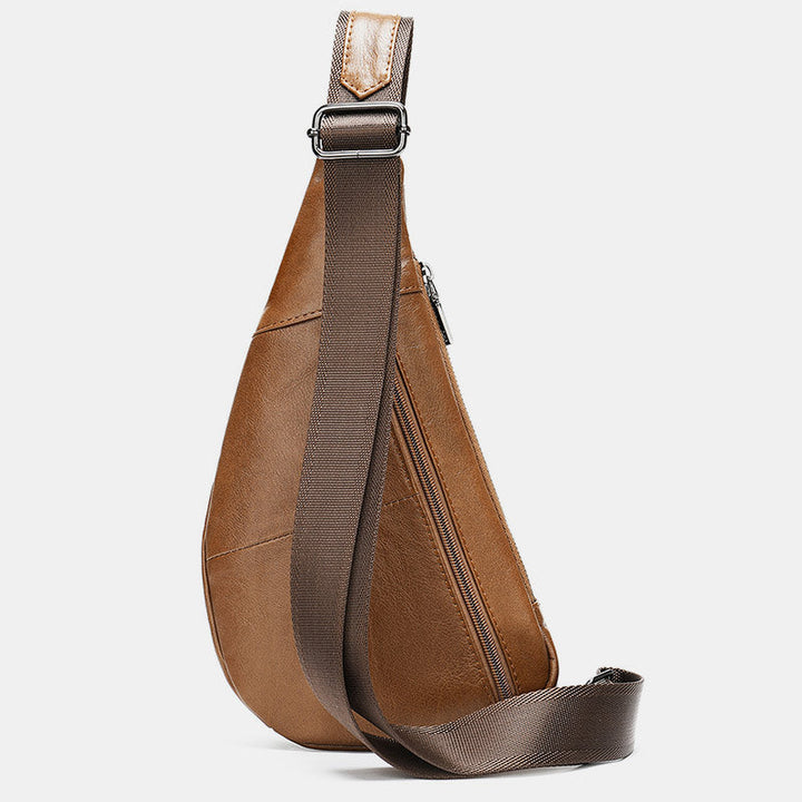 Schultertasche aus echtem Leder mit mehreren Taschen