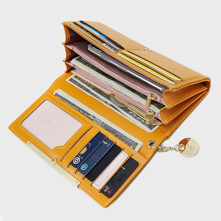 Kreditkartenetui, zweifach faltbare Clutch, große Kapazität, lange Geldbörse für Damen