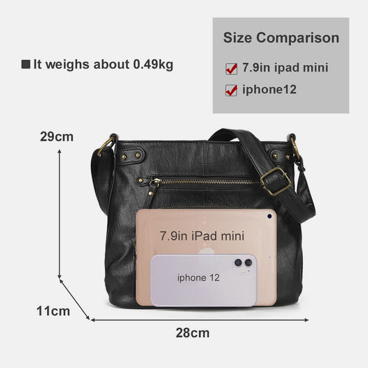 Umhängetasche für Frauen mit Reißverschluss, verstellbarem Riemen, weiche Leder-Schulterhandtaschen