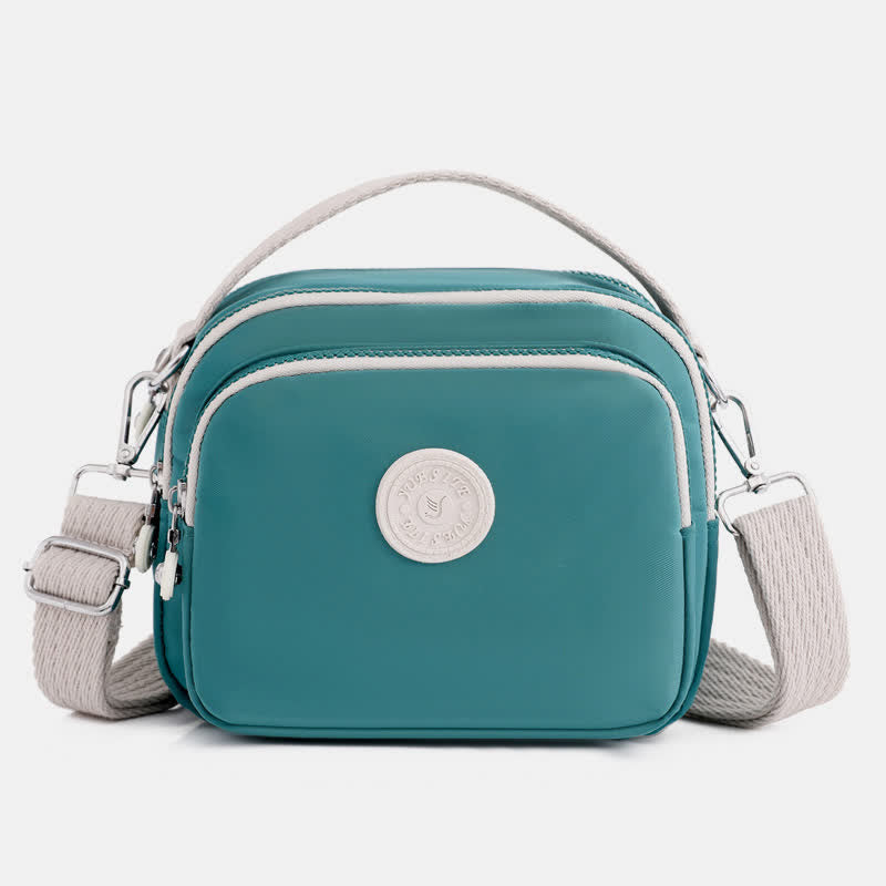Kleine Handtasche mit dreifachem Reißverschluss für Damen, leichte, wasserdichte Umhängetasche