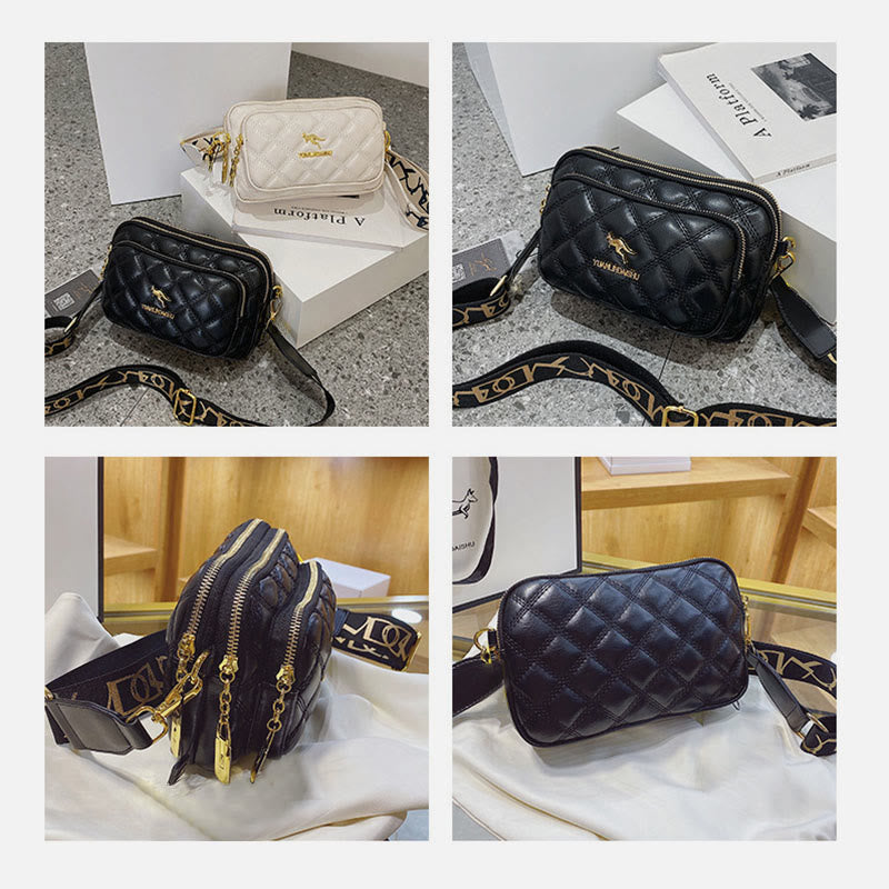 Umhängetasche für Damen, Freizeit, dreilagige Handytasche aus Leder