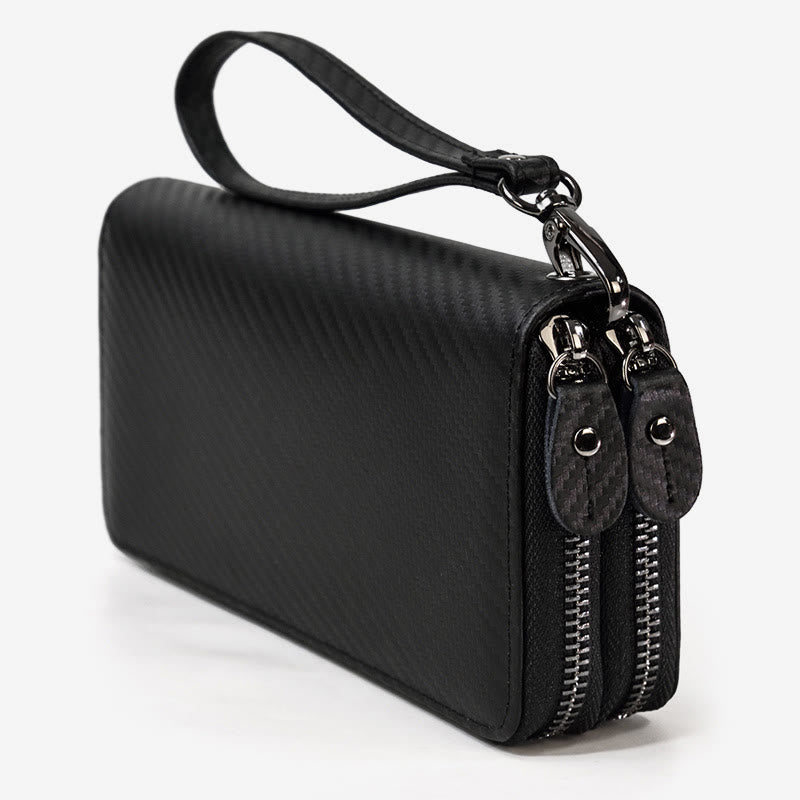 Lange Geldbörse für Herren aus echtem Leder, Retro, lässige Clutch