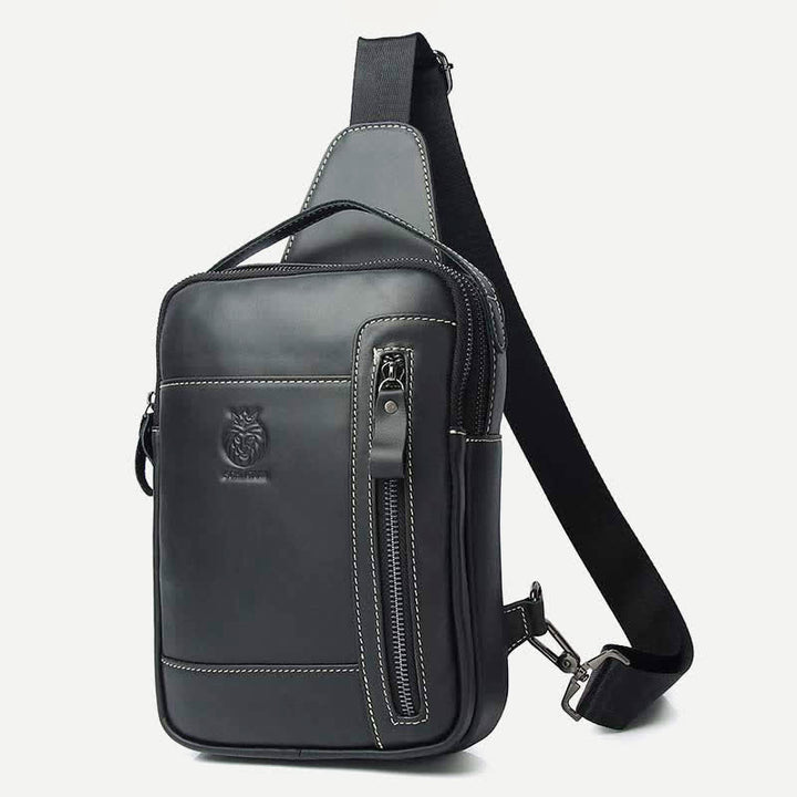 Schultertasche aus echtem Leder für Herren, Vintage-Stil, Umhängetasche, lässiger Wander-Tagesrucksack