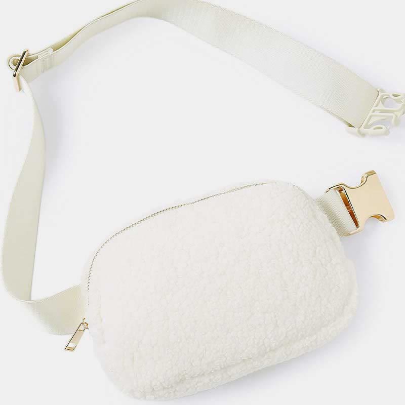 Leichte Hüfttasche für Damen und Herren, weiche und warme Schultertasche aus Plüsch