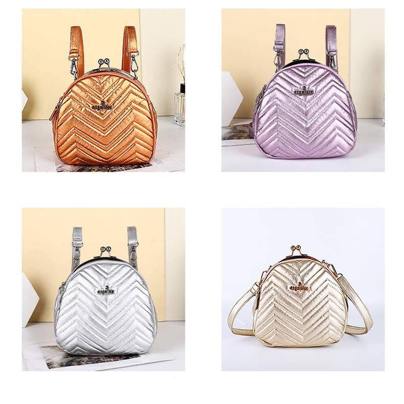 Mini-Rucksack mit drei Fächern, Kisslock-Reißverschluss, Tagesrucksack, modische Party-Geldbörsen, Handtaschen