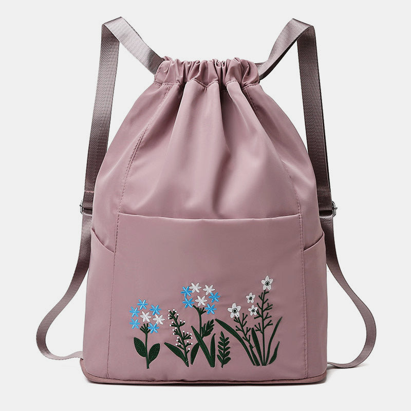 Wasserdichter, faltbarer Fitness-Reiserucksack mit großer Kapazität und Blumenstickerei 