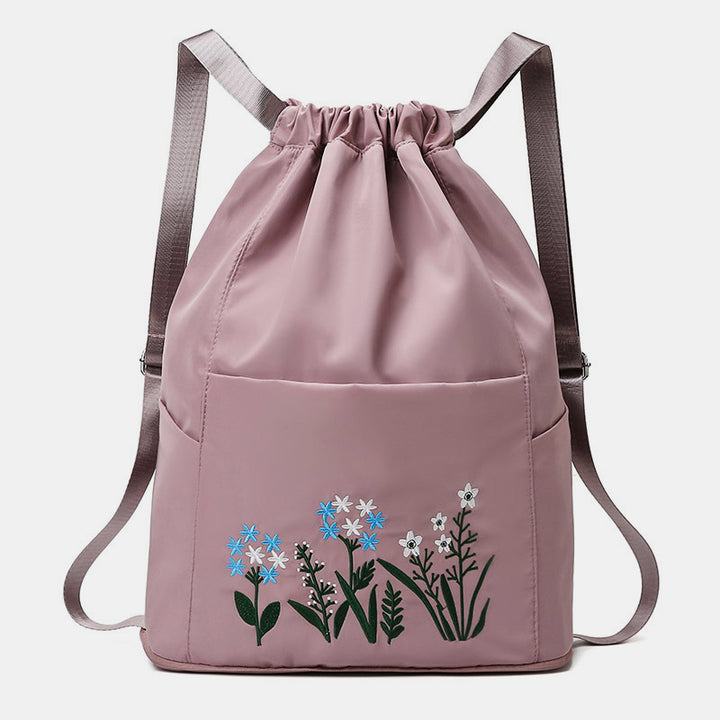 Wasserdichter, faltbarer Fitness-Reiserucksack mit großer Kapazität und Blumenstickerei 