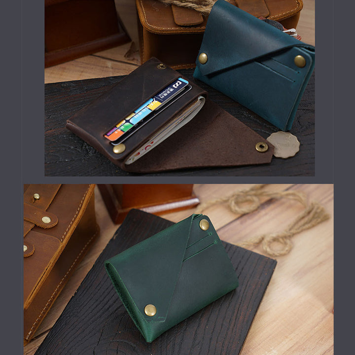 Retro-Handgemachtes Echtleder Kartenetui Vordertasche Geldbörse Münzgeldbörse