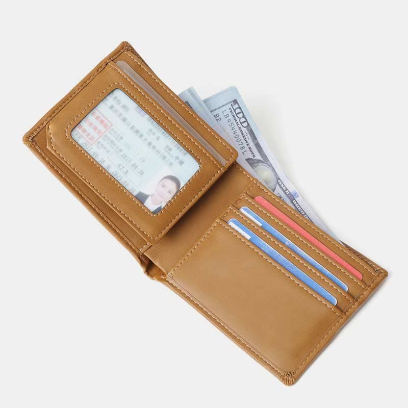 Gravierte Herren-Geldbörse, dreifach faltbar, Leder, Kartenhalter, Geschenke für Sohn und Enkel