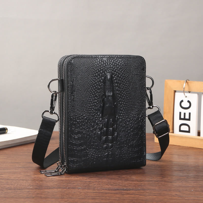 Handytasche mit abnehmbarem Riemen für Damen, Umhängetasche aus geprägtem Leder