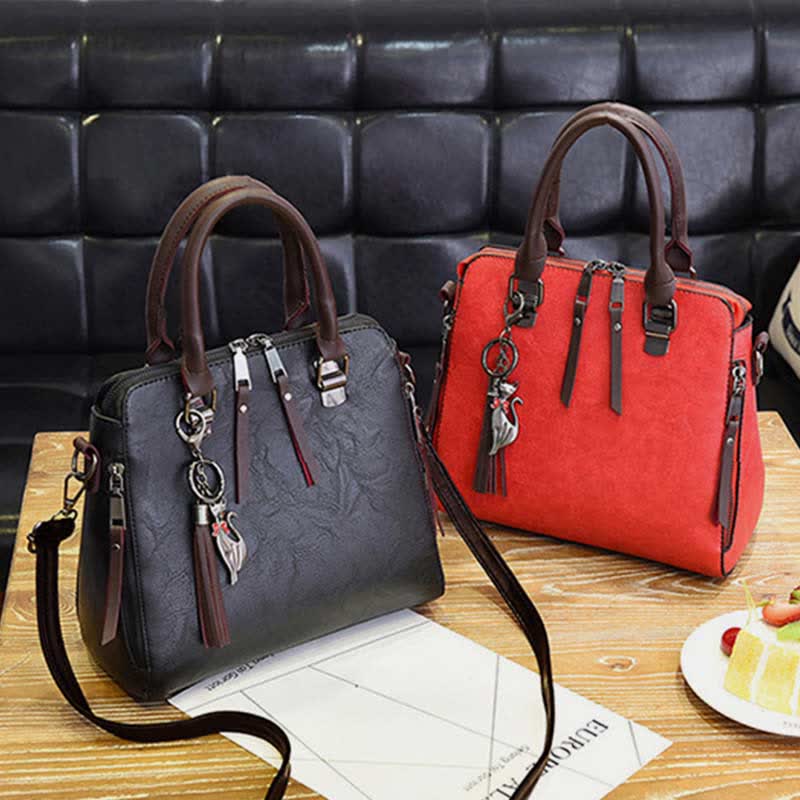 Handtaschen Geldbörsen für Frauen Vegan Leder Top-Griff Schultertasche mit Reißverschluss