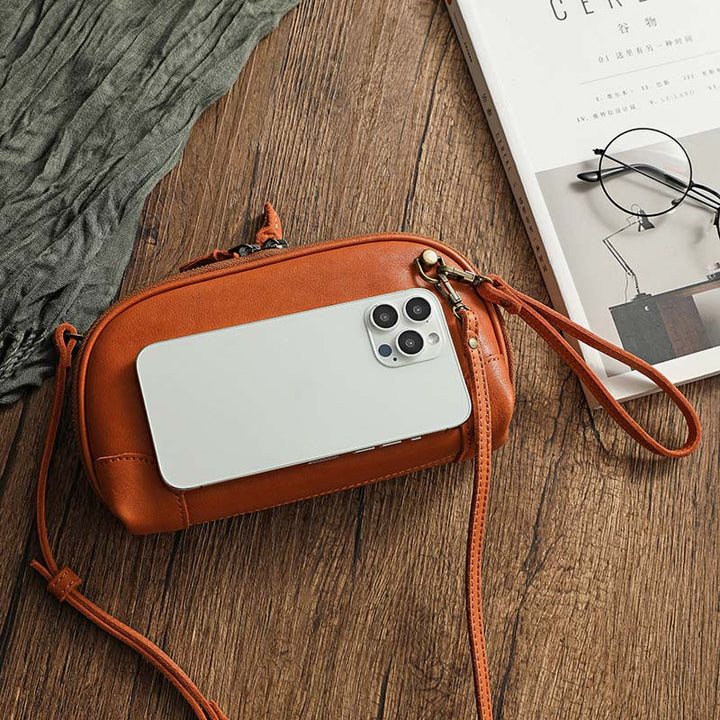 Geldbörsen mit mehreren Taschen für Damen, Retro-Mini-Umhängetasche aus Leder