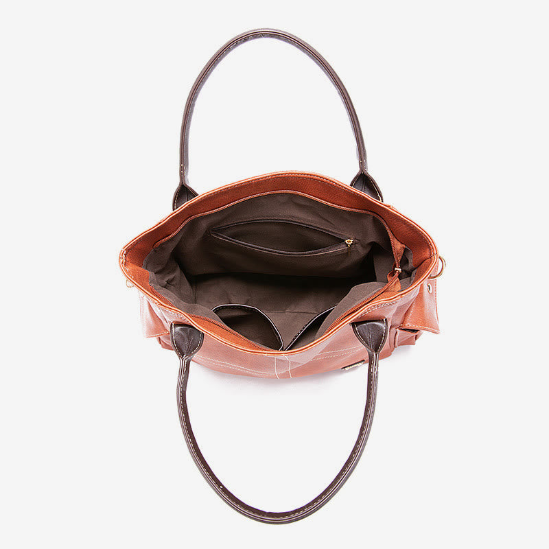 Einfarbige Tote Cross Pattern Ölwachs Leder Damen Handtasche
