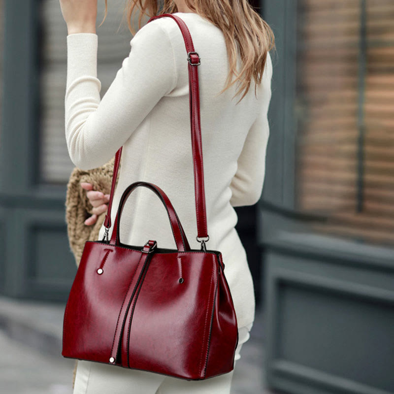Minimalistische Tote Pure Color Leder Umhängetasche für Damen - image 5
