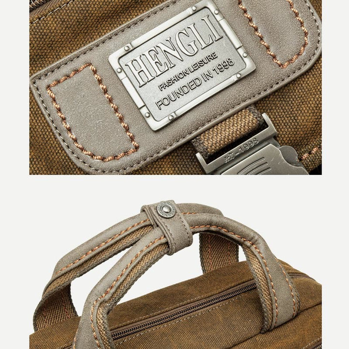 Umhängetasche für Herren, Vintage-Aktentasche aus Canvas mit großem Fassungsvermögen