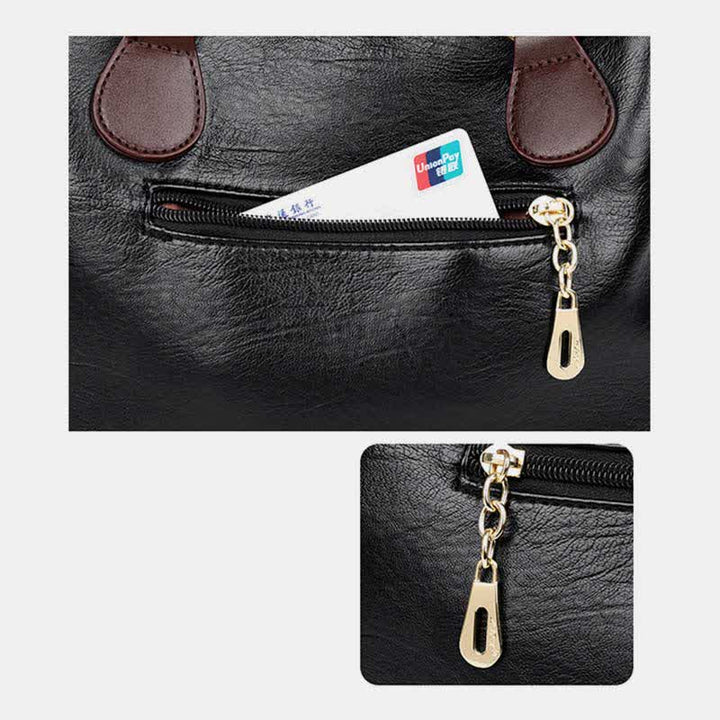 Tragetasche mit drei Fächern für Damen, große Hobo-Handtasche, Umhängetasche