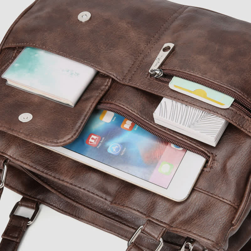 Schultertasche aus Kunstleder mit schweren Taschen und großer Kapazität