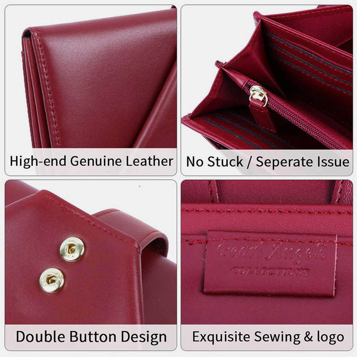 Lange Retro-Geldbörse aus echtem Leder mit mehreren Fächern