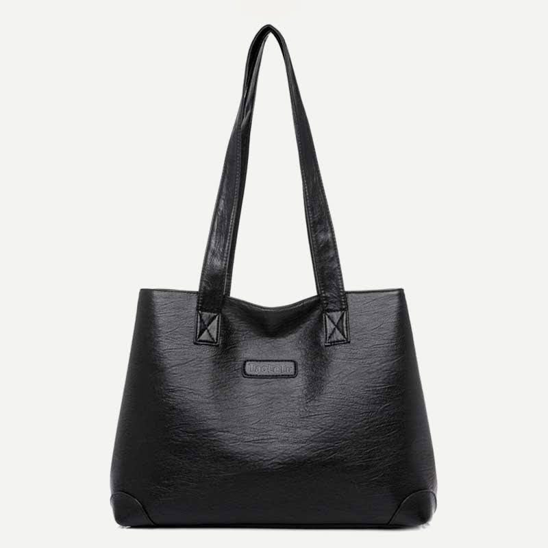 Damen Handtasche aus weichem Kunstleder mit zwei Fächern, Schultertasche