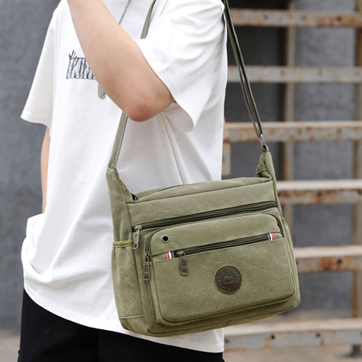 Vintage Messenger Bag aus Canvas mit großem Fassungsvermögen 