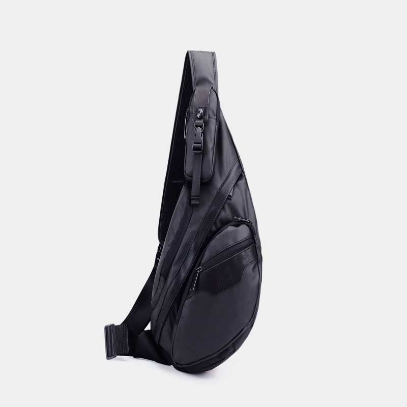 Sling Bag für Herren, schwarze, leichte Umhängetasche aus Nylon