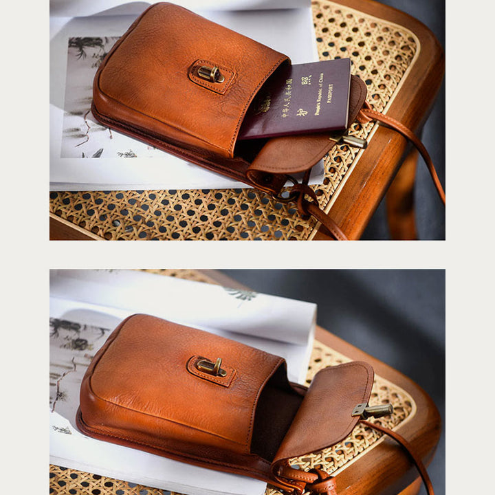 Handgemachte Umhängetasche für Frauen Mini Retro Shopping Handytasche