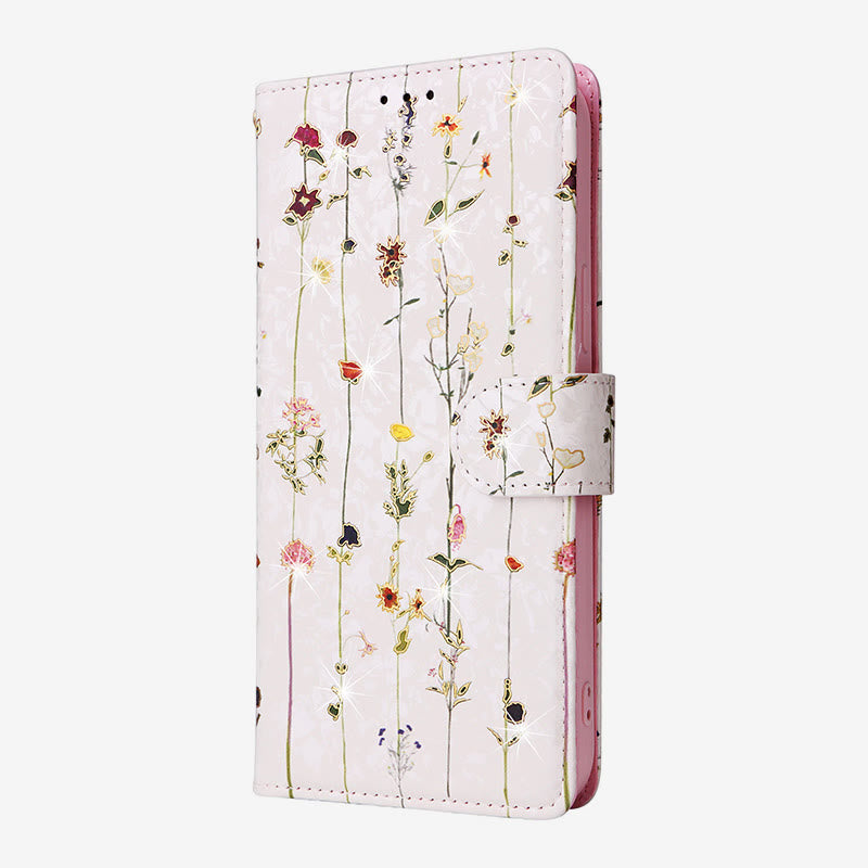 Bunte Blumen-Telefon-Kasten für Iphone Leder Clamshell Telefon Tasche