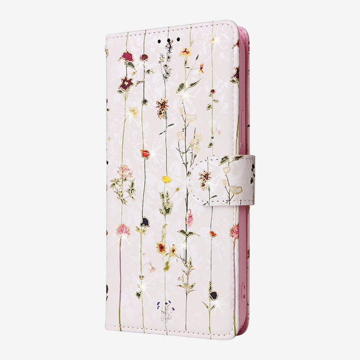 Bunte Blumen-Telefon-Kasten für Iphone Leder Clamshell Telefon Tasche
