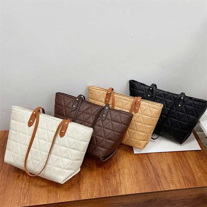 Große Kapazität Tragetaschen Gesteppte Leder Schultertasche Damen Handtasche