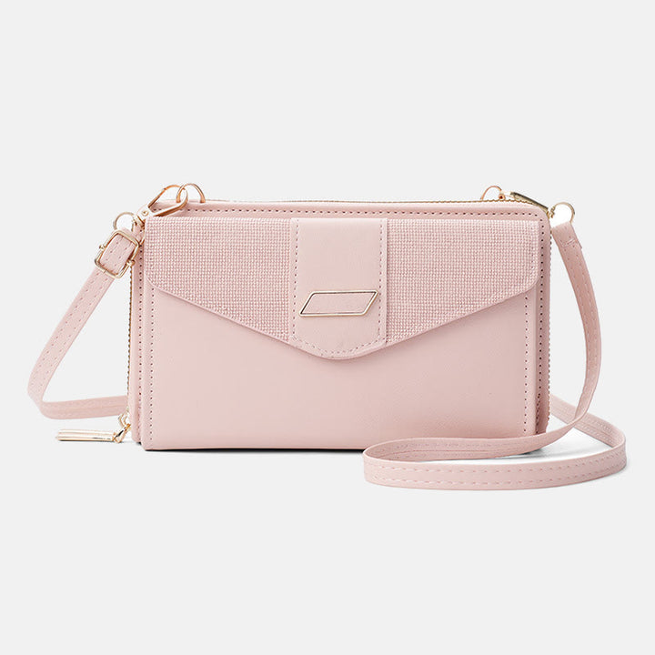 Handytasche für Damen, PU-Leder, Umhängetasche mit mehreren Fächern und Reißverschluss