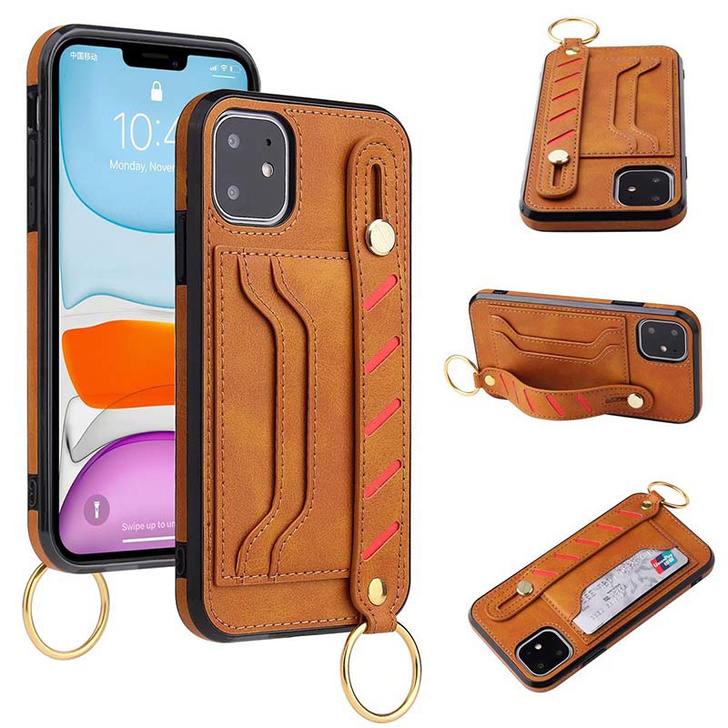 Leder-Handyhülle für iPhone und Samsung mit Kartenfach und Armband