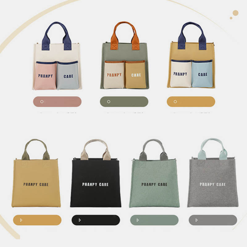 Funktionelle Handtasche, Tote Mommy Bag, Schultertasche mit mehreren Taschen und Umhängegurt
