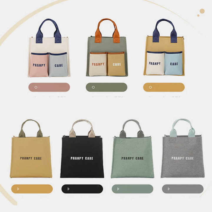 Funktionelle Handtasche, Tote Mommy Bag, Schultertasche mit mehreren Taschen und Umhängegurt